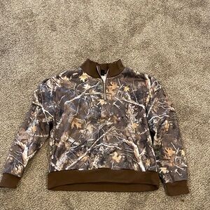 SHEIN Brown Camo Zip Pullover